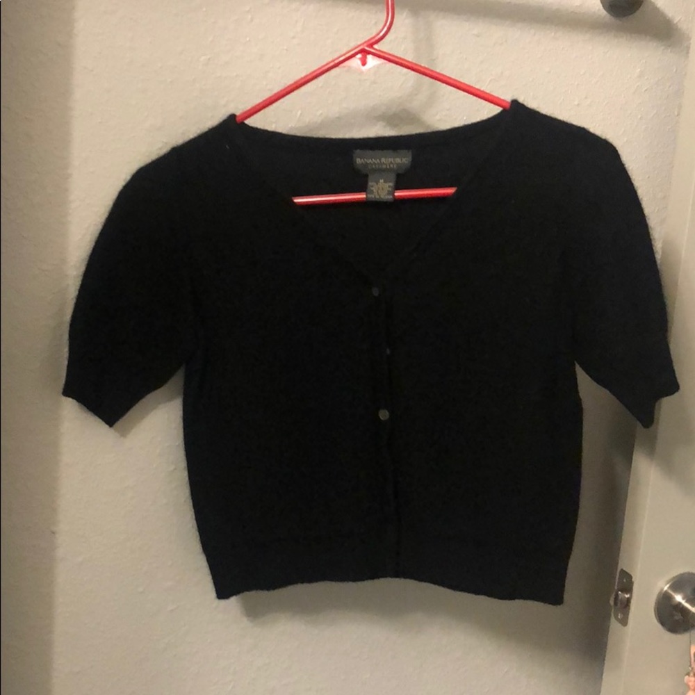 Black cropped cardigan 100% Cashmere